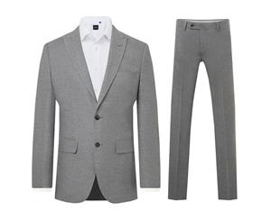 Dobell Mens Light Grey 2 Piece Suit Regular Fit Peak Lapel