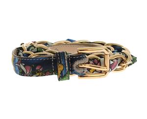 Dolce & Gabbana Multicolor Cotton Gold Branded Buckle Belt