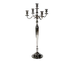 ELIZABETH 60cm Tall 5 Candle Candelabra - Brass with Nickel Finish