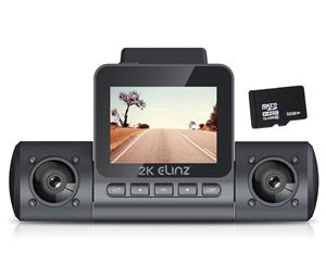 Elinz 2K Dual Dash Cam 1700 HD 2" LCD Screen WiFi GPS Uber Taxi Car Video Camera Night Vision 32GB