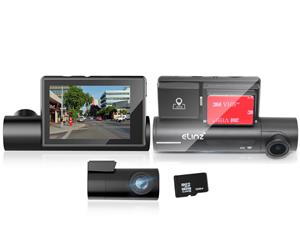 Elinz 3" OLED 4K Ultra HD Dual Dash Cam Touch Screen WiFi Reversing Camera GPS Sony Supercapacitor 32GB