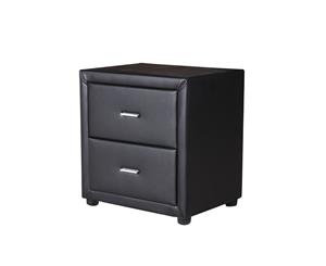 Empire leather Bed Side Table-Black