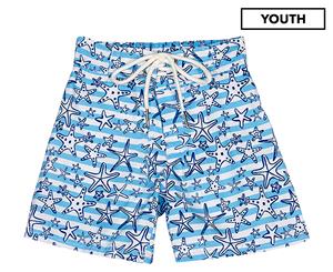 Escargot Boys' Starfish Board Shorts - Blue/White