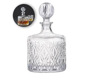 Fine Foods 1.2L Deluxe Round Glass Decanter Whiskey Rum Liquor Bourbon Clear