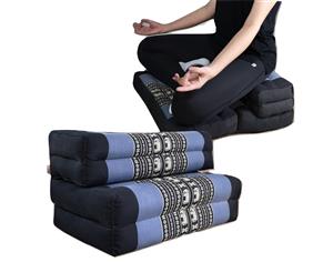 Foldable Thai Meditation Cushion floor Yoga Seat mat Kapok Zafu Zabuton Blue Ele