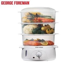 George Foreman 3-Tier Food Steamer - White/Clear