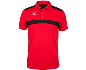 Gilbert Rugby Mens Photon Breathable Polyester Polo Shirt - Red/ Black