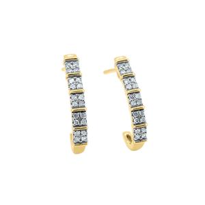 Half Huggie Stud Earrings with 0.25 Carat TW of Diamonds in 10ct Yellow Gold