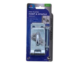 Hasp & Staple Zinc Plated 180mm Includes Screws and Security Bolt Zenith