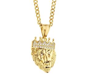 Iced Out Stainless Steel Pendant Chain - Mini LION KING gold - Gold