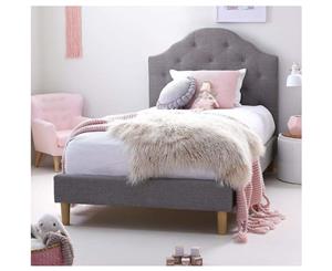 MIA Single Upholstered Bed - Pale Pink - Linen Fabric