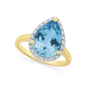 Manhattan G Cocktail Ring Collection- 9ct Gold Sky Blue Topaz Pear Shape Ring