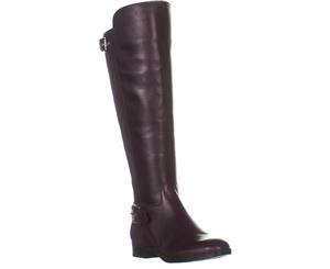 Marc Fisher Damsel Wide Calf Knee High Boots Dark Red Leather
