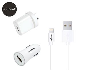 Mbeat 3-In-1 Lightning to USB Charging Kit - White