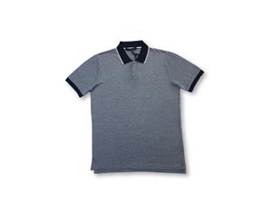 Men's Vneck Relay Polo In Grey And Navy Subtle Pattern