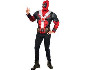 Muscle Chest Deadpool Adult Costume Top T-shirt & Mask