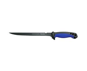 Mustad 7 Inch Stainless Steel Fillet Knife with Sheath - Black Teflon Coated