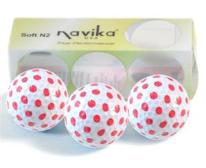 Navika Polka Pack Of 3 Golf Balls White/Pink