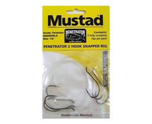 New Mustad Penetrator Snapper 2 Hook Rig X 3 Rigs - 7/0