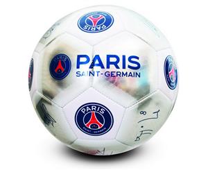 Paris Saint Germain Fc Official Silver Signature Football (Size 5) (White/Blue) - SG10816