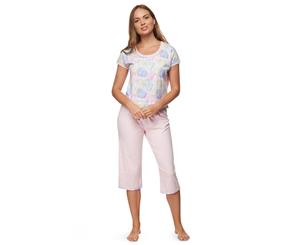 Pickles & Loop Women's Cat Print Cotton Jersey Pyjama Pant Set - Pink