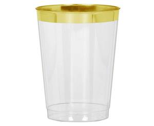 Premium Gold Trim Clear Drinking Cups - 295ml