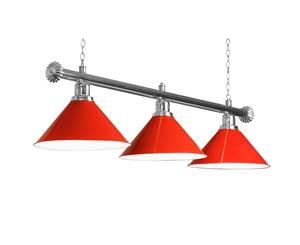 Premium Silver Rail with Red Heavy Duty Shades Pool Table Light