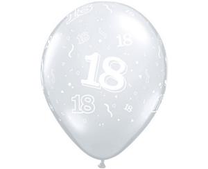 Qualatex 11 Inch 18Th Birthday Balloons (Pack Of 50) (Diamond Clear) - SG4861