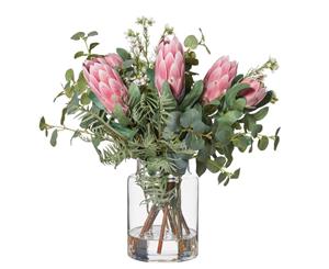 Rogue Protea Mix Pail Vase 48cm Pink Glass