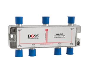 SP6F DOSS 6 Way 'F' Splitter or Combiner DC Pass Through 2.4Ghz Doss High Quality Satellite & Cable Compatible 75&Omega Splitters In Zinc Diecast