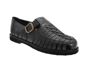 Scimitar Mens Leather Interlaced Sandals (Black) - DF569