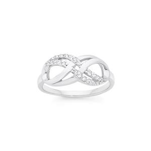 Silver CZ Double Infinity Ring