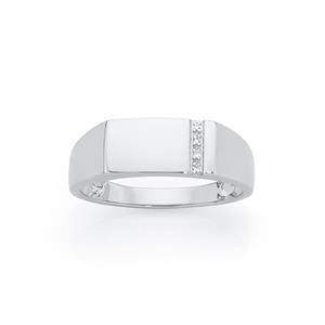 Silver CZ Vertical Line On Side Ring