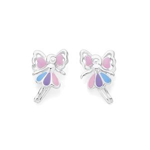 Silver Pink/Purple/Blue Enamel Fairy Earrings