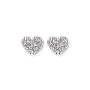 Silver Small Pave CZ Heart Stud Earrings