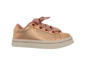 Skechers Kids Girls HiLite Liquid Bling Trainers Casual Shoes Lace Up Memory - Rose Gold