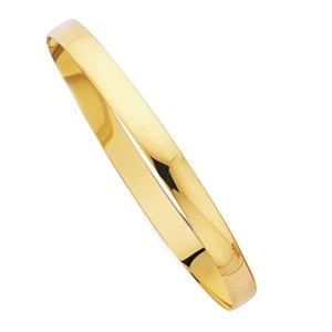 Solid 9ct Gold 6.5mm Wide Oval Bangle