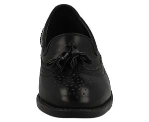 Spot On Childrens Girls Brogue Detail Flat Loafers (Black PU) - KM612