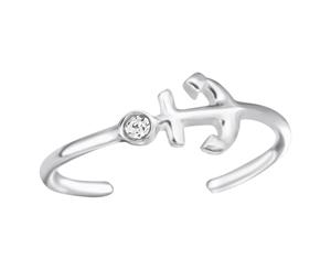 Sterling Silver Anchor Crystal Toe Ring