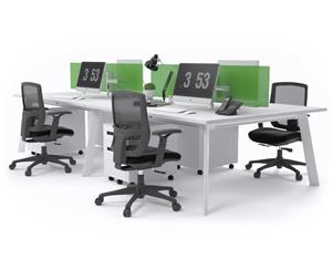Switch - 4 Person Workstation White Frame [1200L x 800W] - white green perspex