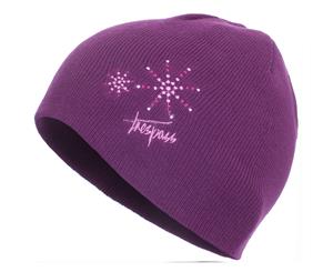 Trespass Childrens Girls Sparkle Knitted Beanie Hat (Plum) - TP1982