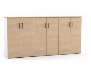 Uniform - 6 Door Medium Storage Cupboard with Medium Doors Black Handle - maple