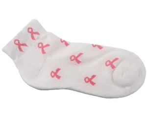 Walkerden Pink Ribbon Ladies Socks - White