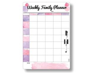 Weekly Family Planner Fridge Magnetic Whiteboard -Pink