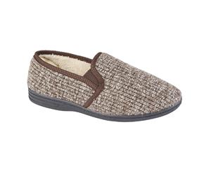 Zedzzz Mens Keith Fluffy Classic Slippers (Brown) - DF1533