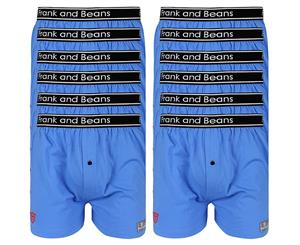 12 Pack Boxer Shorts Frank and Beans Underwear Mens 100% Cotton S M L XL XXL - Blue