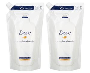 2 x Dove Caring Hand Wash Refill Pack 500mL