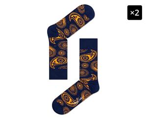 2 x Happy Socks Men's Paisley Socks - Navy