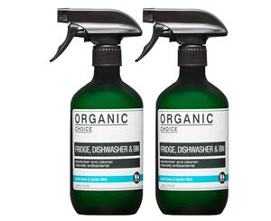 2 x Organic Choice Fridge Dishwasher & Bin Cleaner Vanilla Bean & Garden Mint 500mL