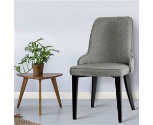 2x Dining Chairs Domus Linen Fabric Chair Retro Vintage Steel Legs Grey